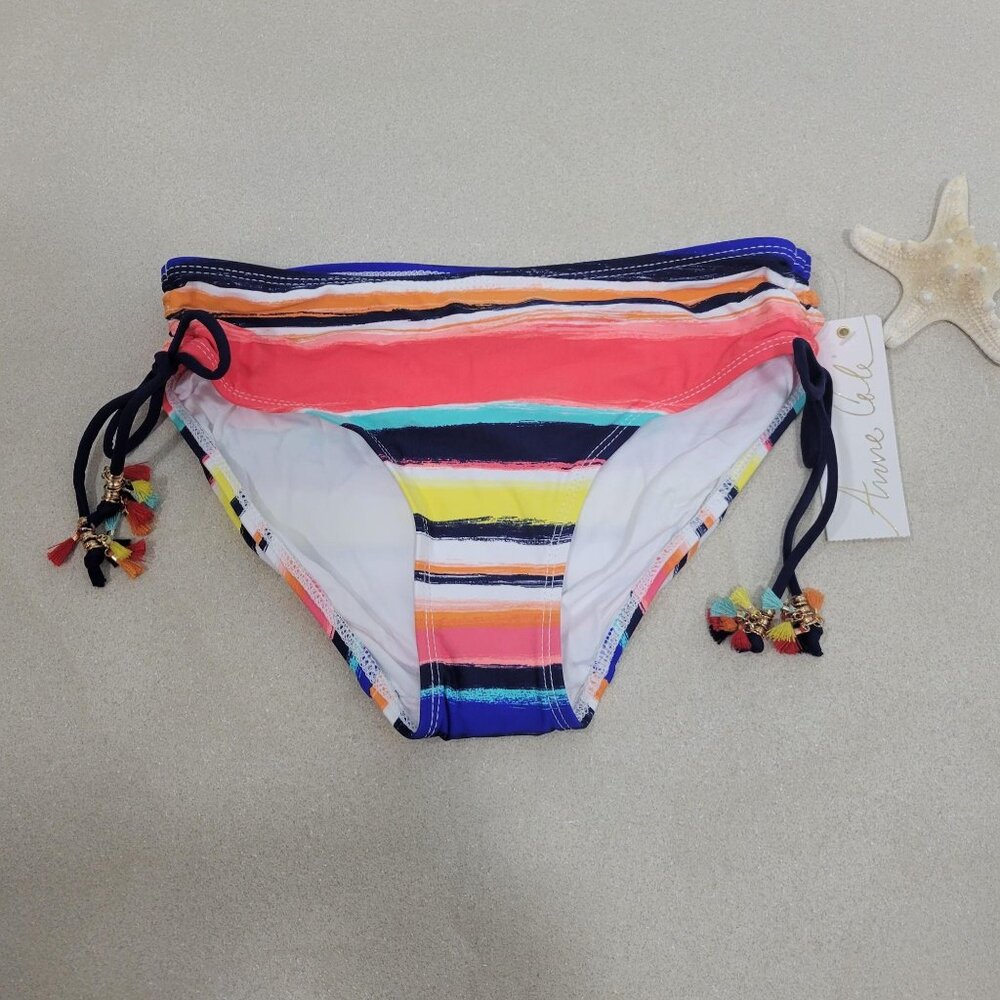 Anne Cole Sexy Bottom Piece Swimwear Scrunch Side Tassel Size XS Multicolor